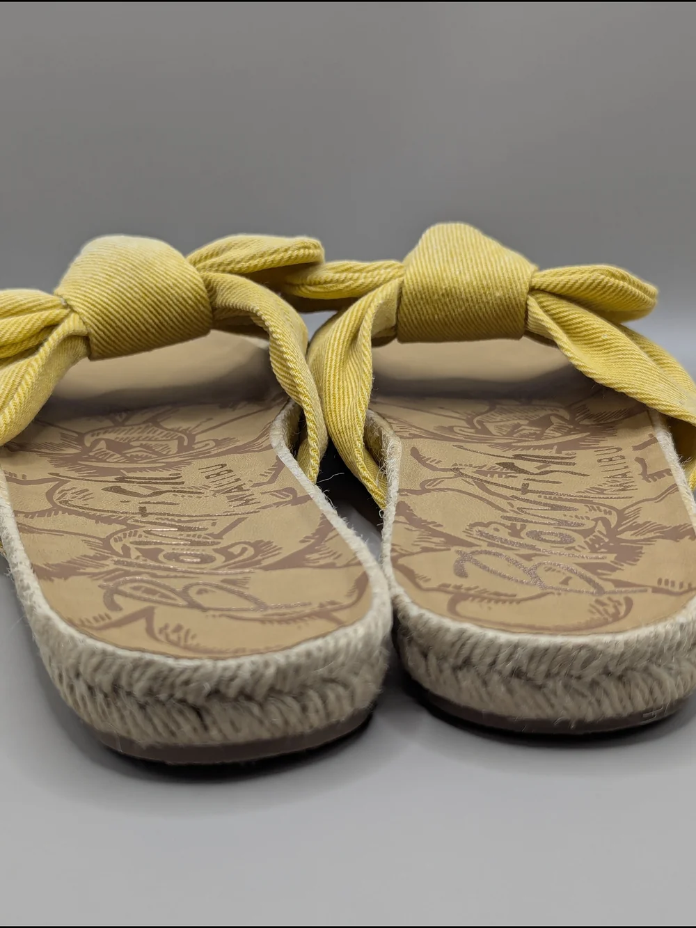 Blowfish Malibu Gihna Yellow Twill Bow Knot Espadrille Slide Sandals for Women